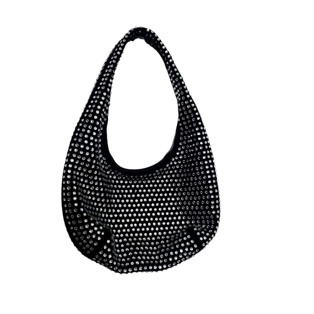 Madewell Medium Crystal Embellished Oiled Suede Top Handle Bag Black - Picture 2 of 6